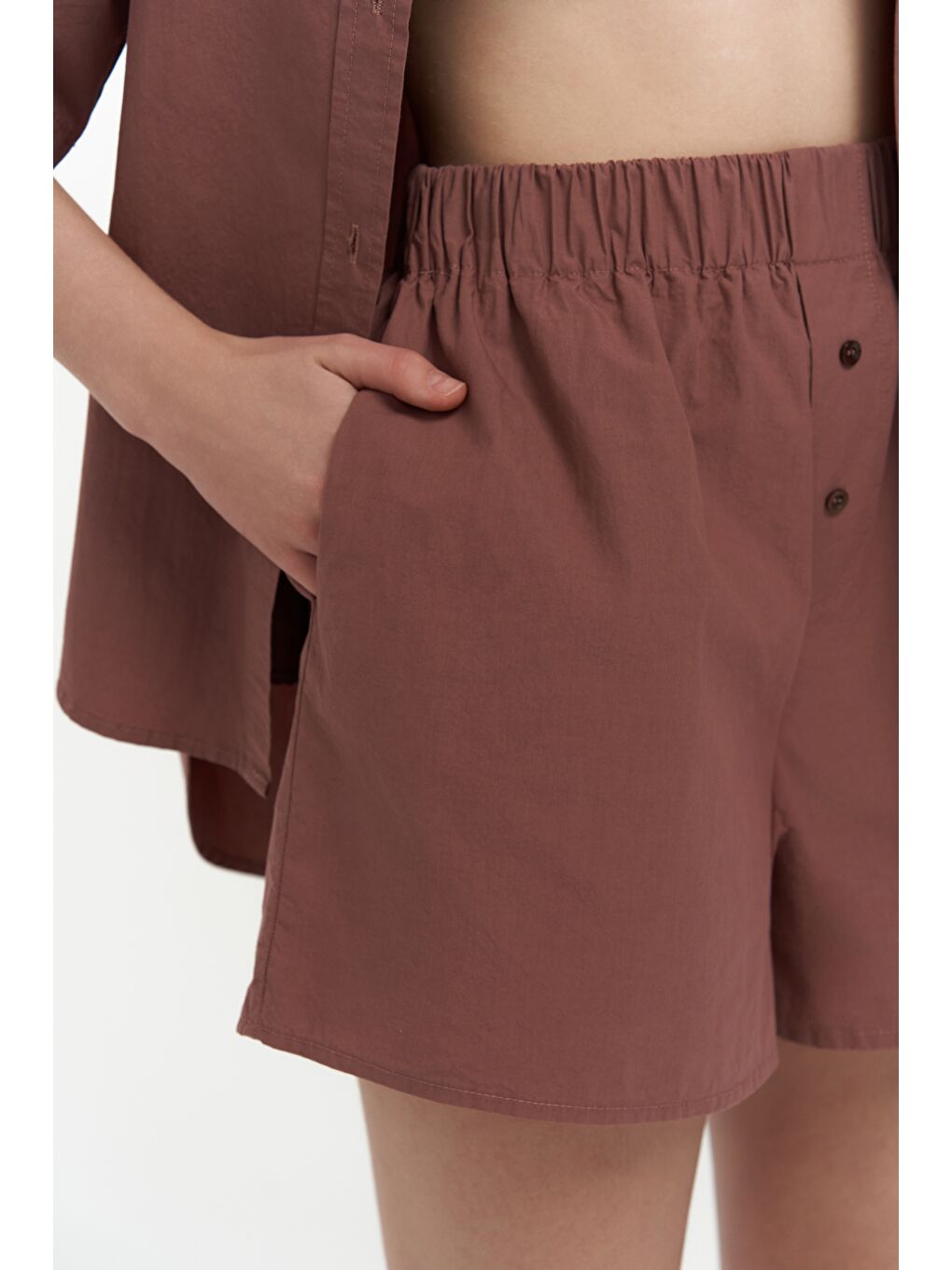 Corfu Açık Bordo Gömlek Şort Takım-6