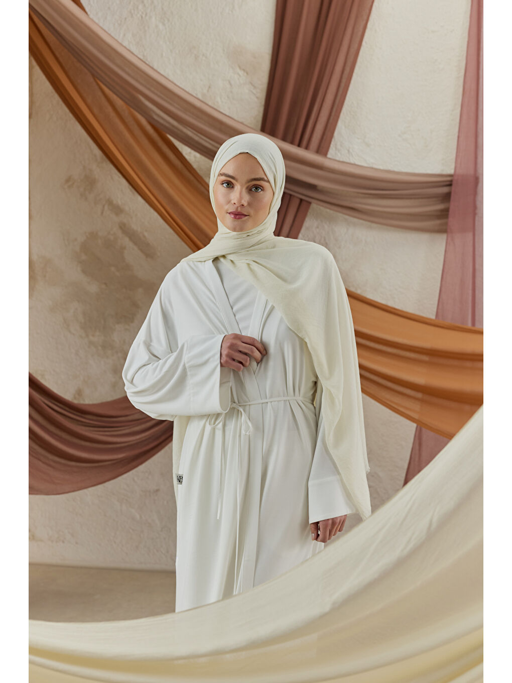 Ekru Soft Line Pamuk Şal Kemik-2