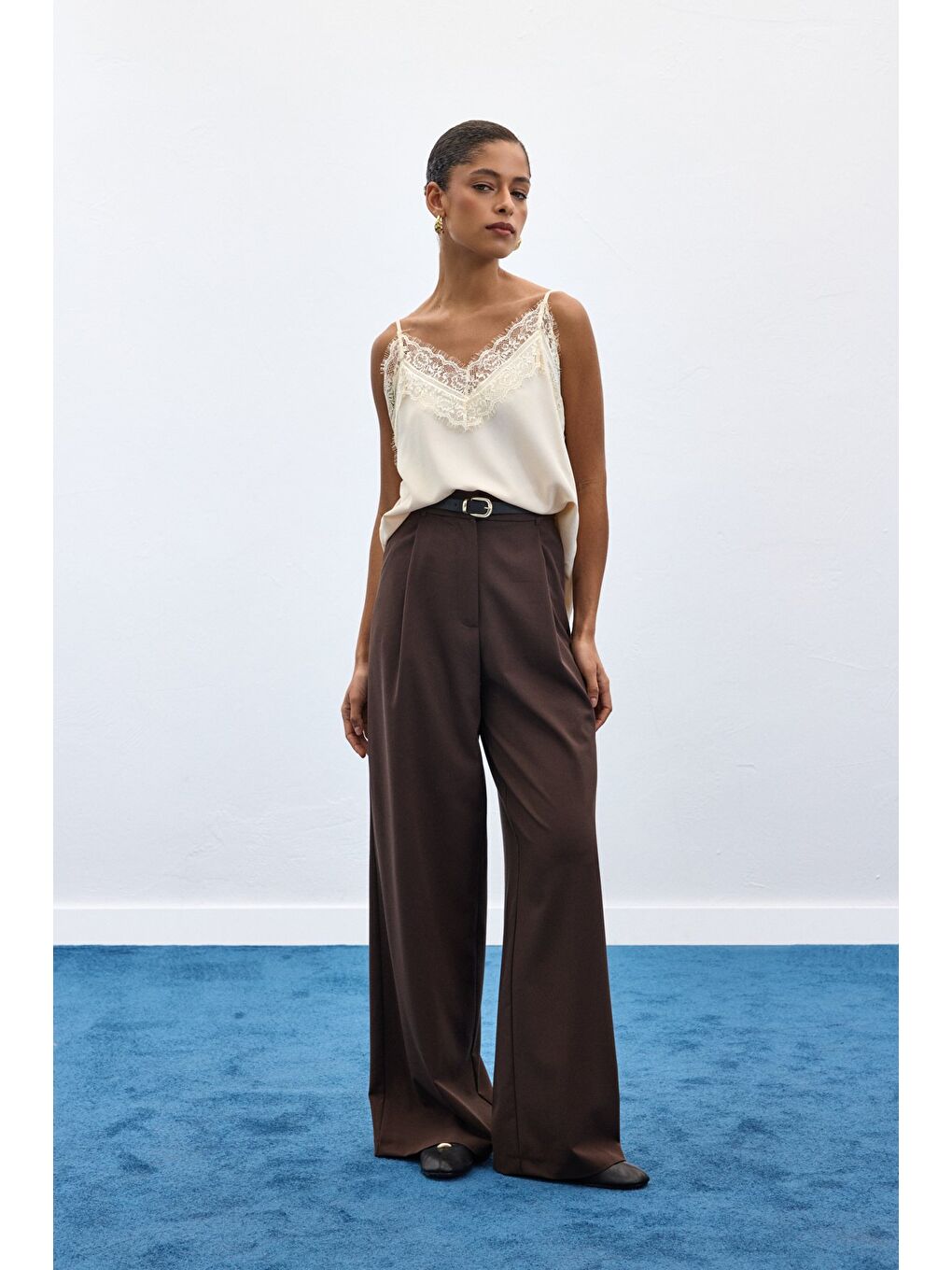 Kahverengi Lena Palazzo Pantolon - Kahve-1