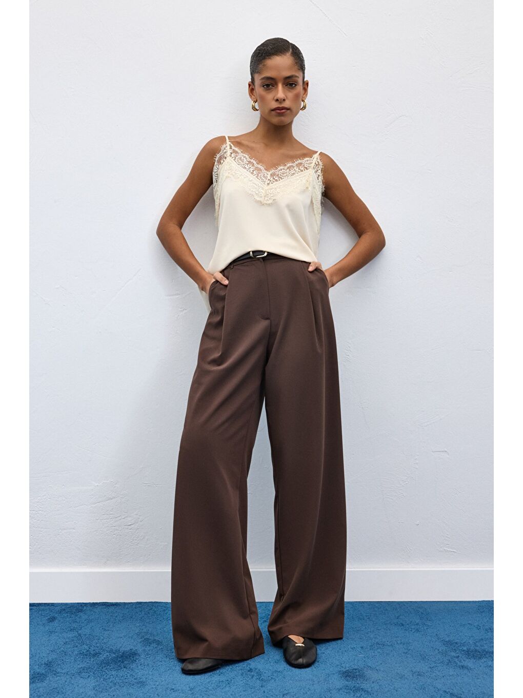 Kahverengi Lena Palazzo Pantolon - Kahve-2