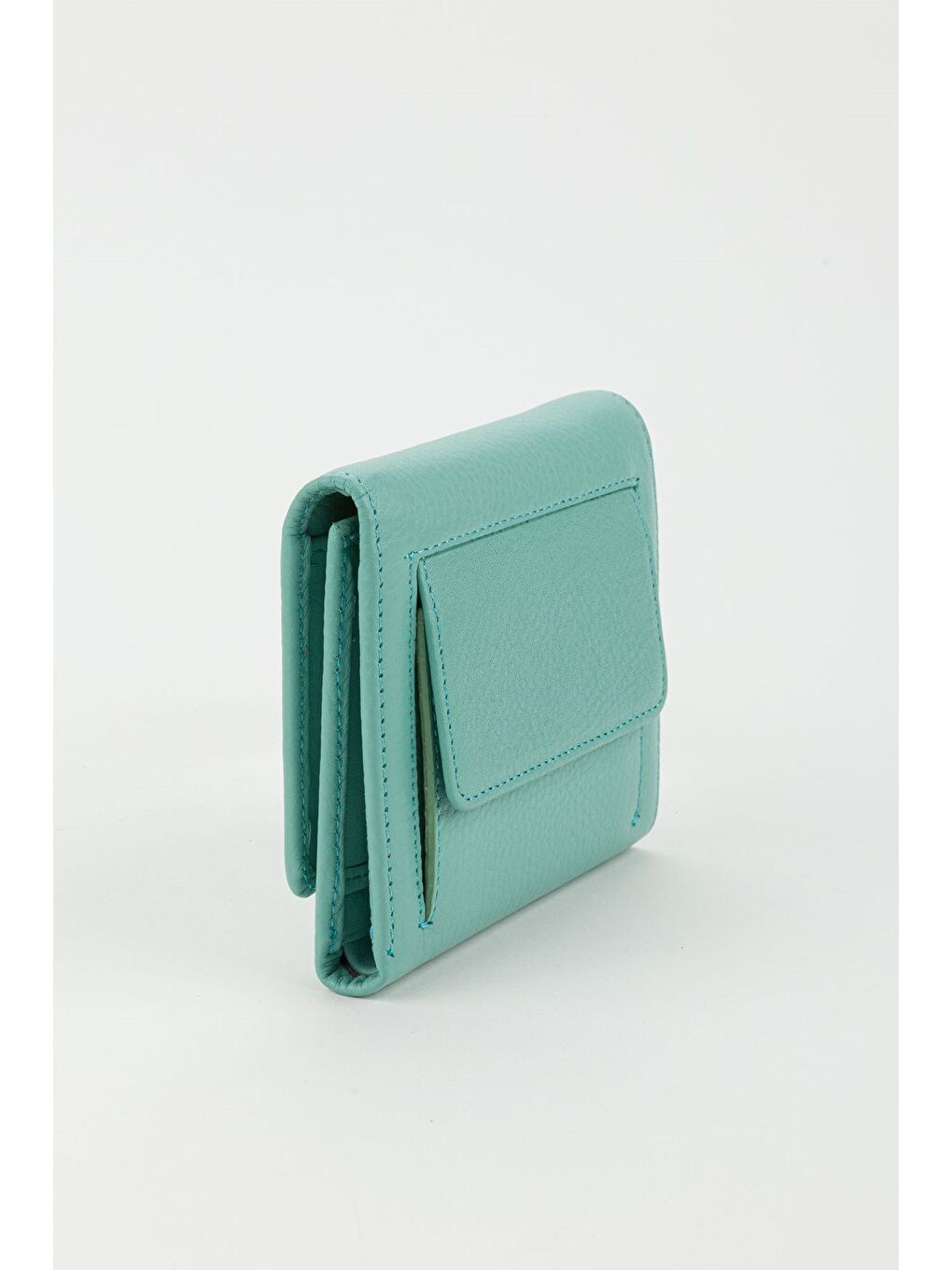 Turkuaz Kutulu Hakiki Deri Buz Mavi Kadın El Portföyü Kartlık Cüzdan