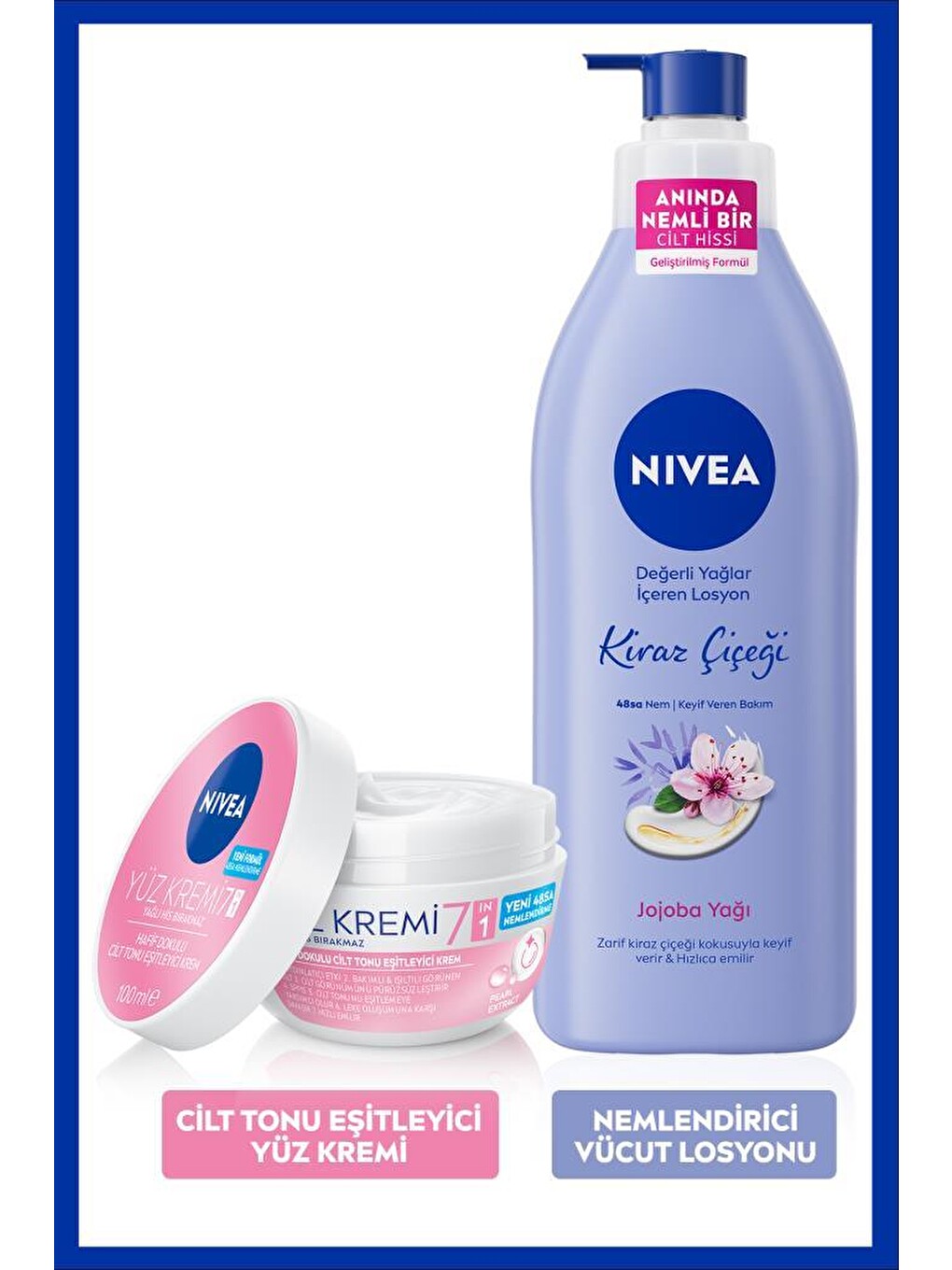 Kiraz Çiçeği Nemlendirici Vücut Losyonu 400ml Ve Cilt Tonu Eşitleyici Yüz Kremi 100ml, Bakımlı Cilt