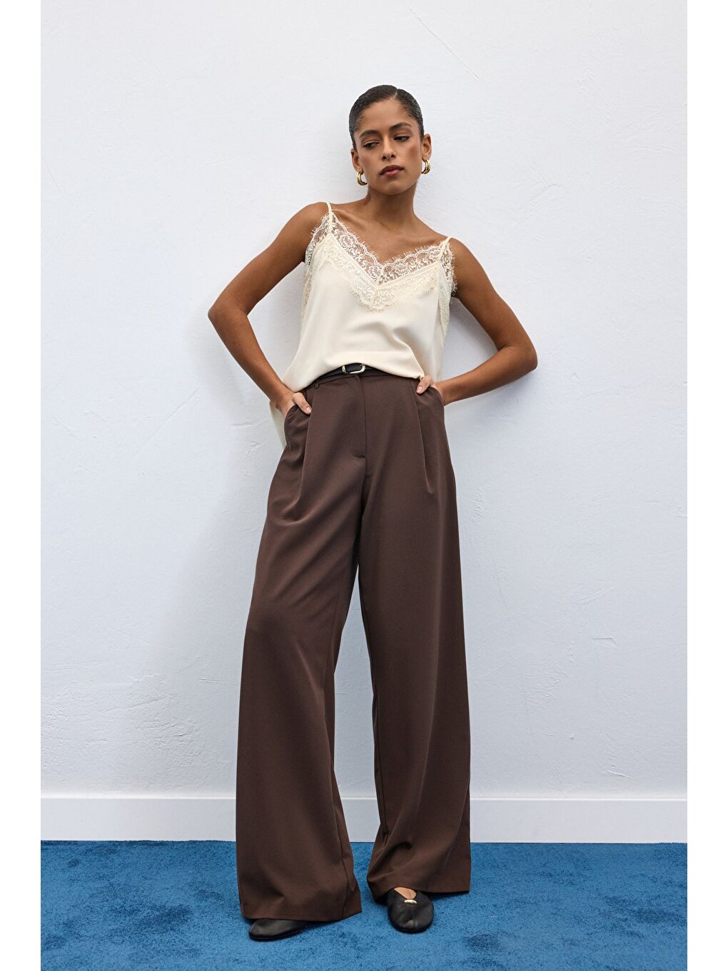Kahverengi Lena Palazzo Pantolon - Kahve-3
