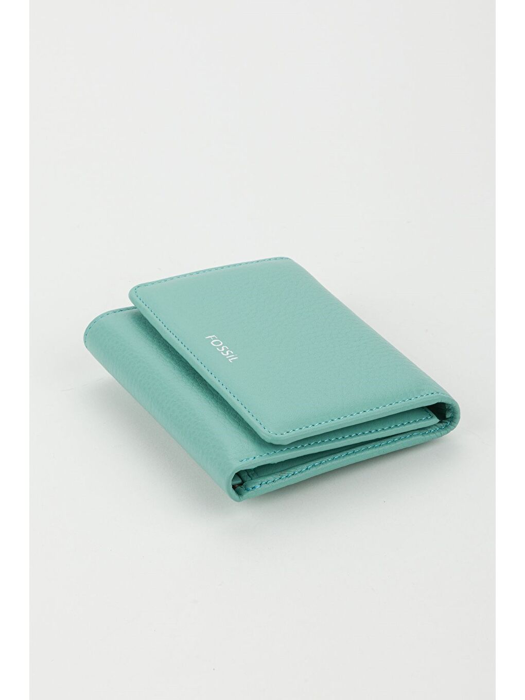 Turkuaz Kutulu Hakiki Deri Buz Mavi Kadın El Portföyü Kartlık Cüzdan-1