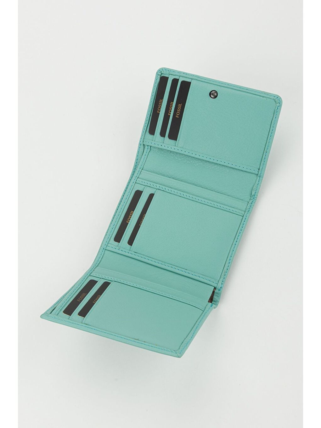 Turkuaz Kutulu Hakiki Deri Buz Mavi Kadın El Portföyü Kartlık Cüzdan-2