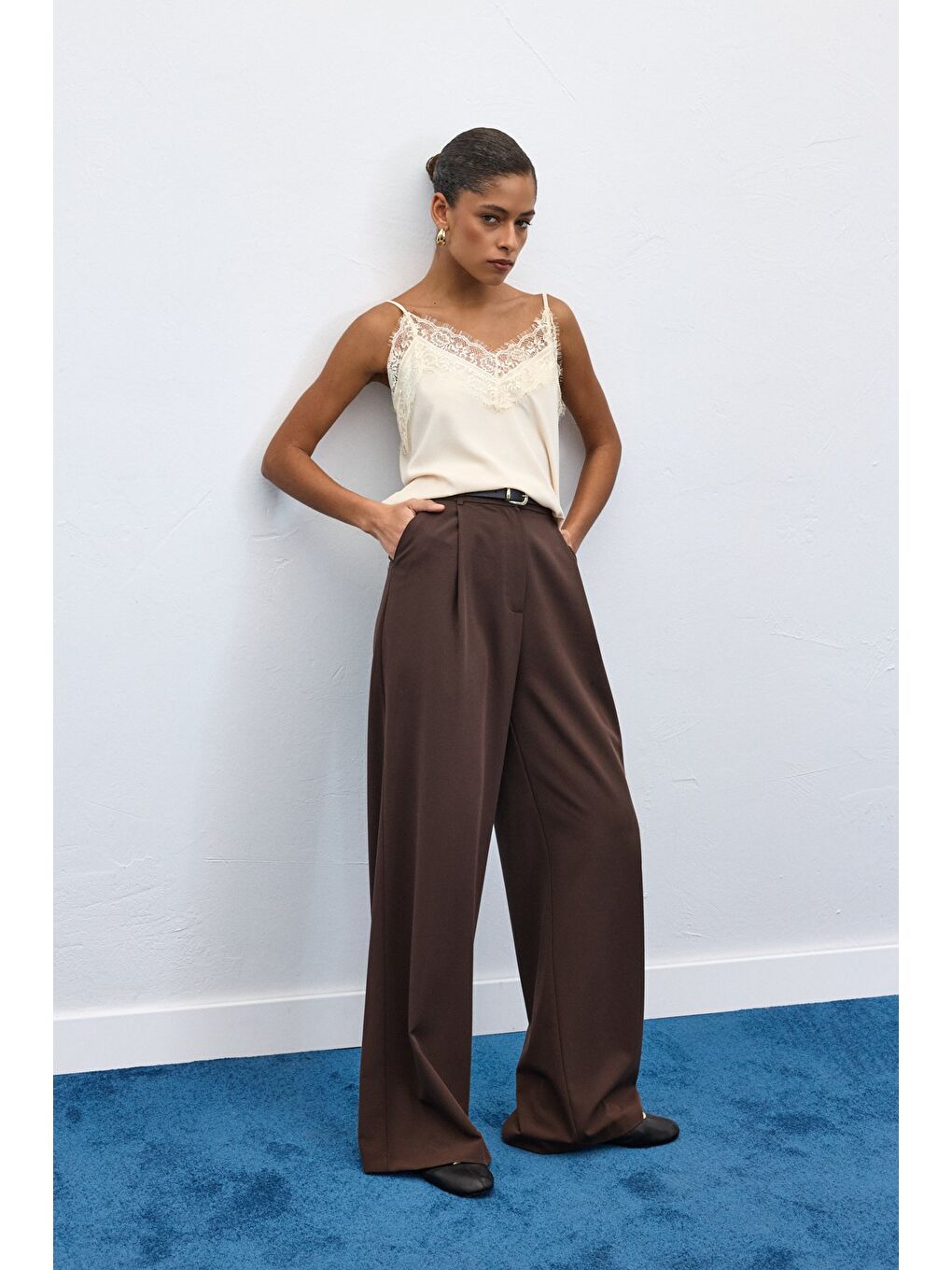 Kahverengi Lena Palazzo Pantolon - Kahve-4