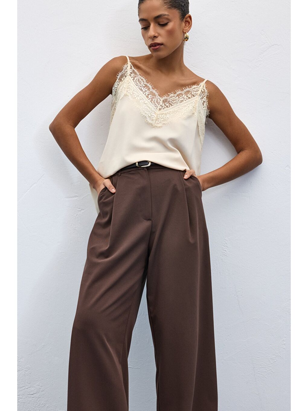 Kahverengi Lena Palazzo Pantolon - Kahve-5