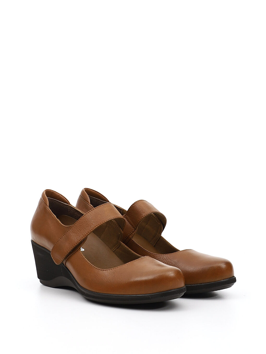 Kahverengi Kadın KAHVERENGİ-TABA Dolgu Taban Hakiki Deri Ayakkabı-2