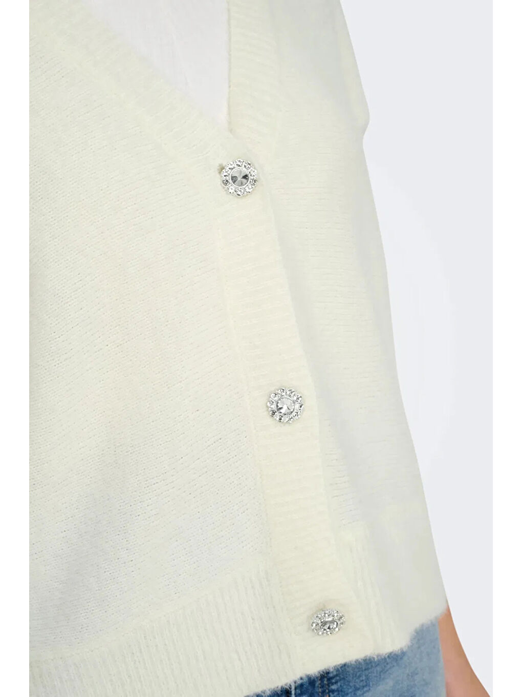 Ekru Onlella Regular Fit Örme V Yaka Kadın Hırka 15259564-1