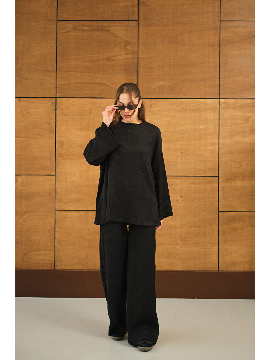 Kadın Bürümcük Desen Takım Siyah-2