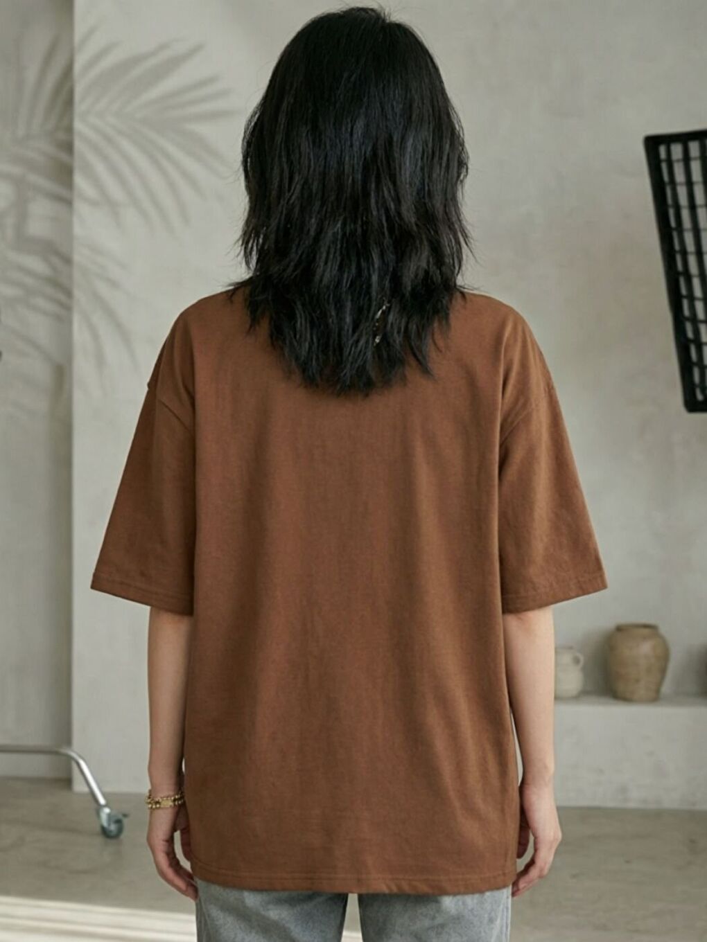 Kahverengi Kahve Freedom Hola Baskılı Tişört-1