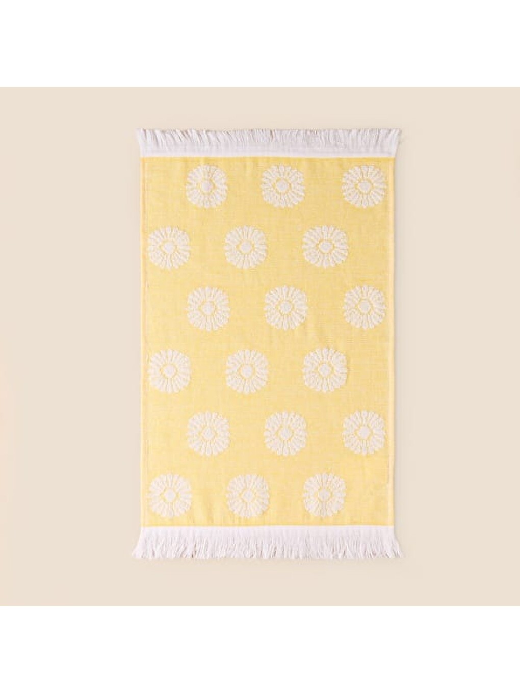 Kahverengi Soft Çiçek Desenli El Havlusu - Hardal - 30x50 cm