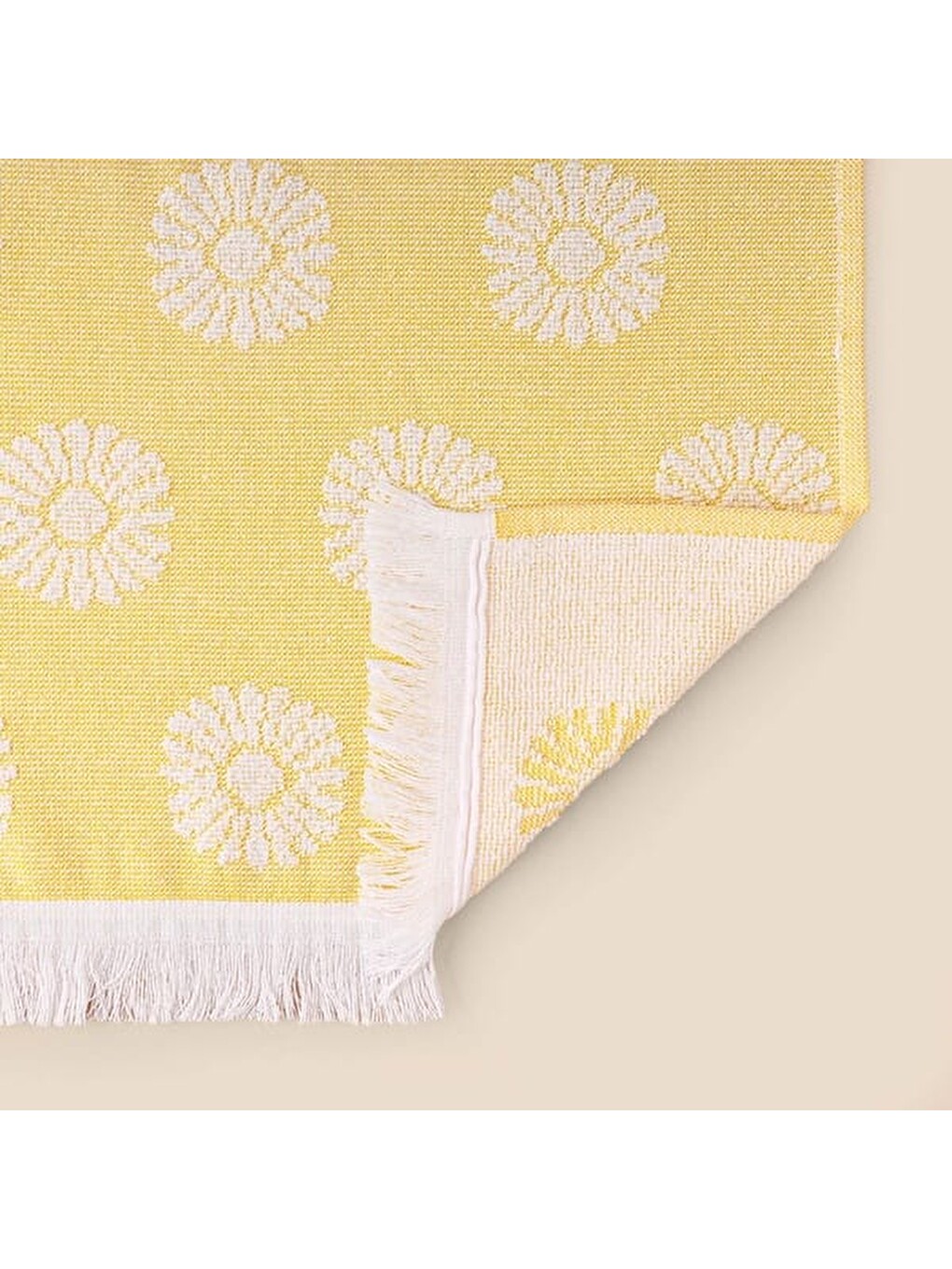 Kahverengi Soft Çiçek Desenli El Havlusu - Hardal - 30x50 cm-2