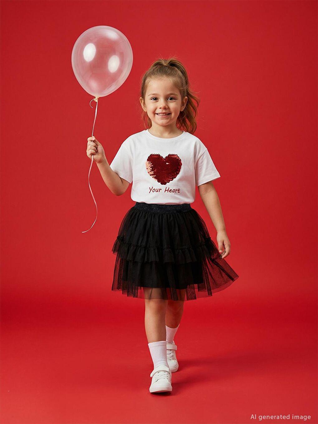 Girls Kalpli 4-9 Yaş Tişört - Kırık Beyaz