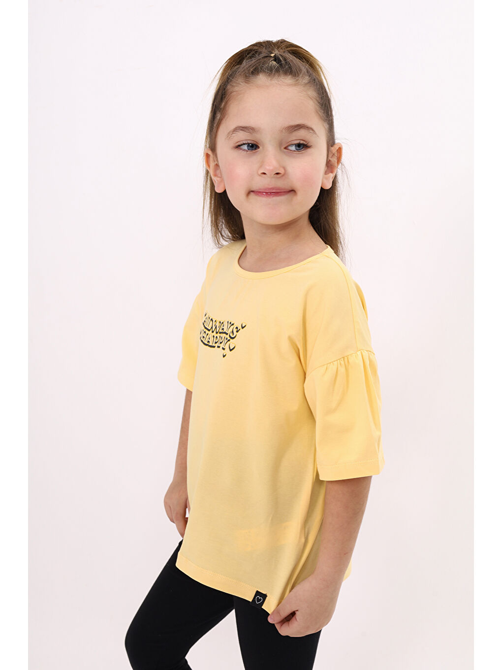 Sarı Kız Çocuk Baskılı Tişört-1
