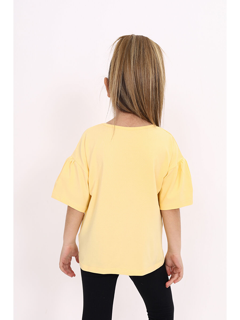 Sarı Kız Çocuk Baskılı Tişört-2