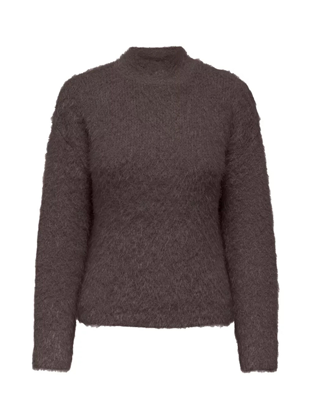 Kahverengi Onllulu Regular Fit Bisiklet Yaka Örme Kadın Kazak 15350651