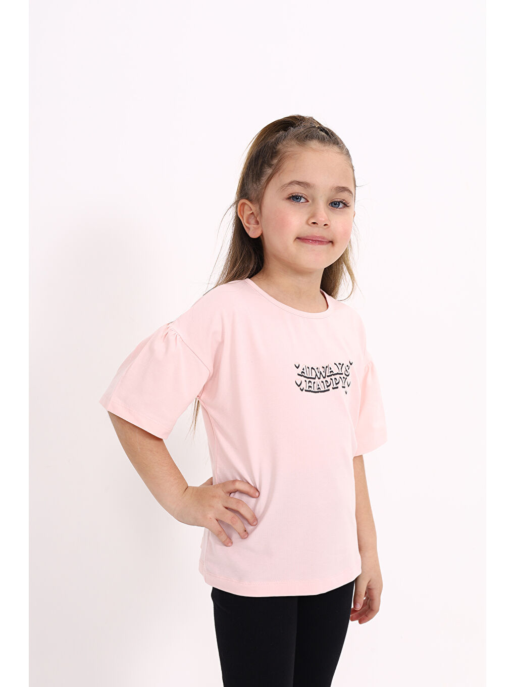 Pembe Kız Çocuk Baskılı Tişört-1