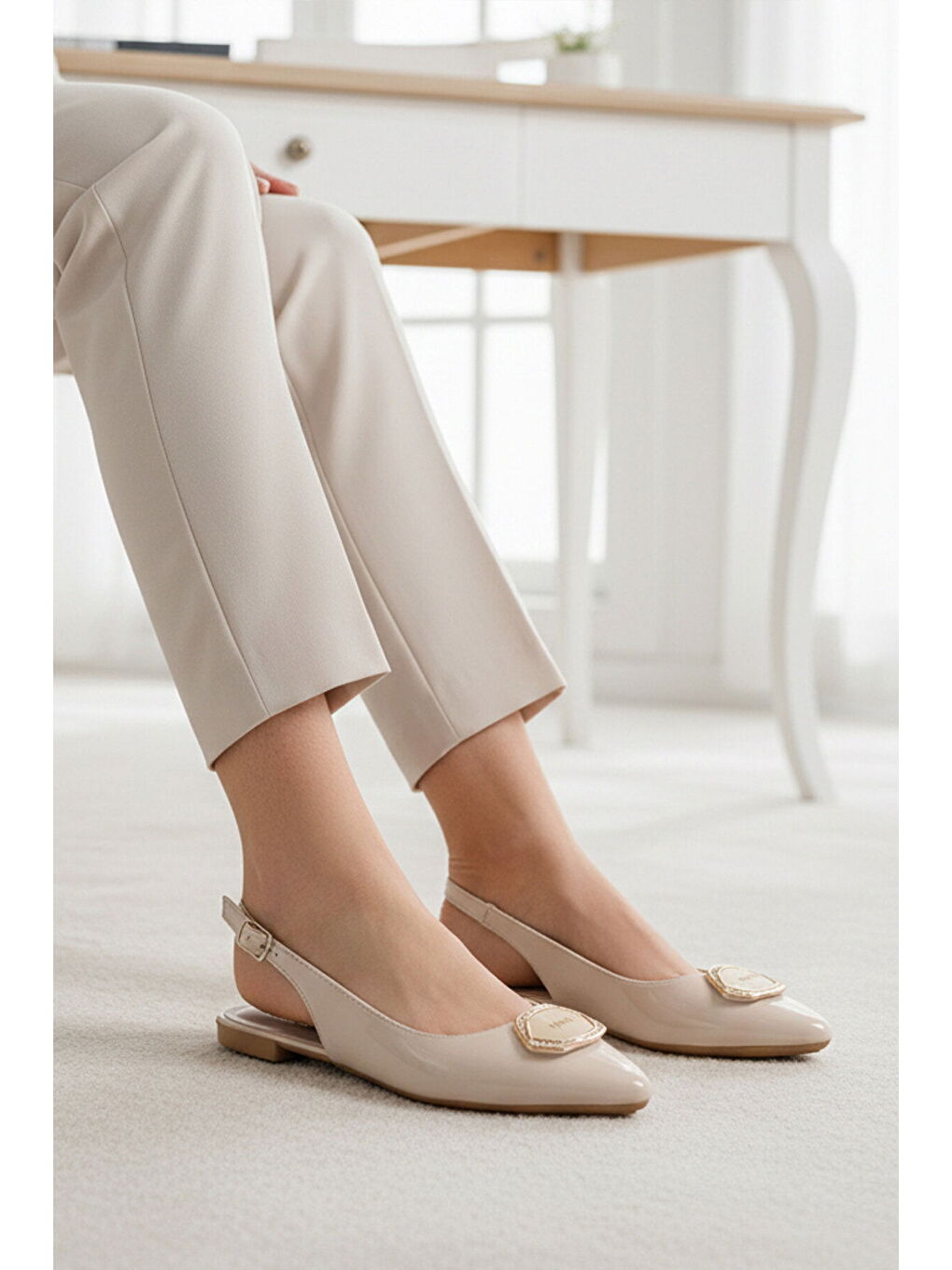 Bej Rugan Hafif İnce Taban Kadın Babet 209196 Z-2