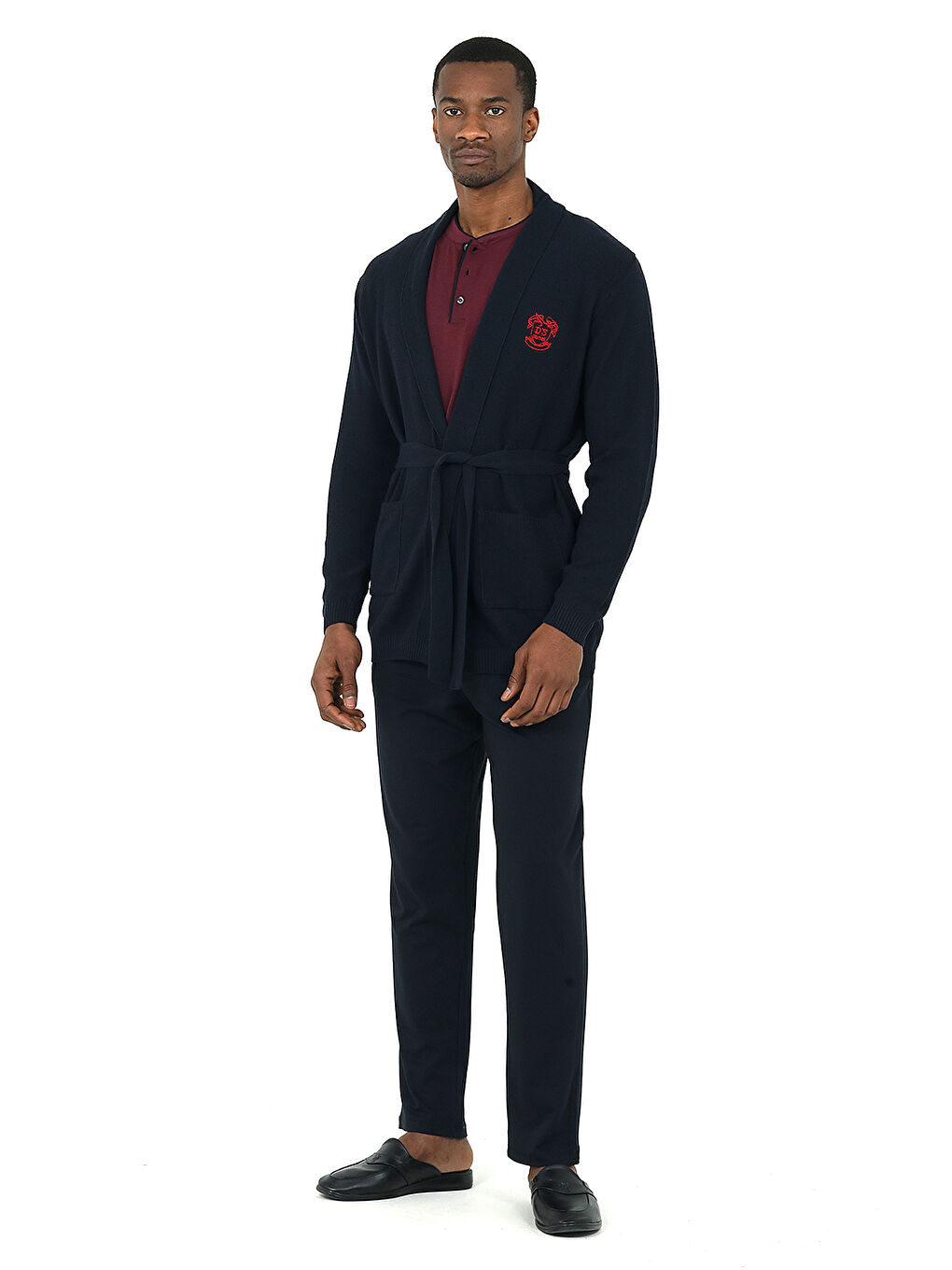 Lacivert Classic Pijama Triko Rob Set 3 'lü LACİ-BORDO