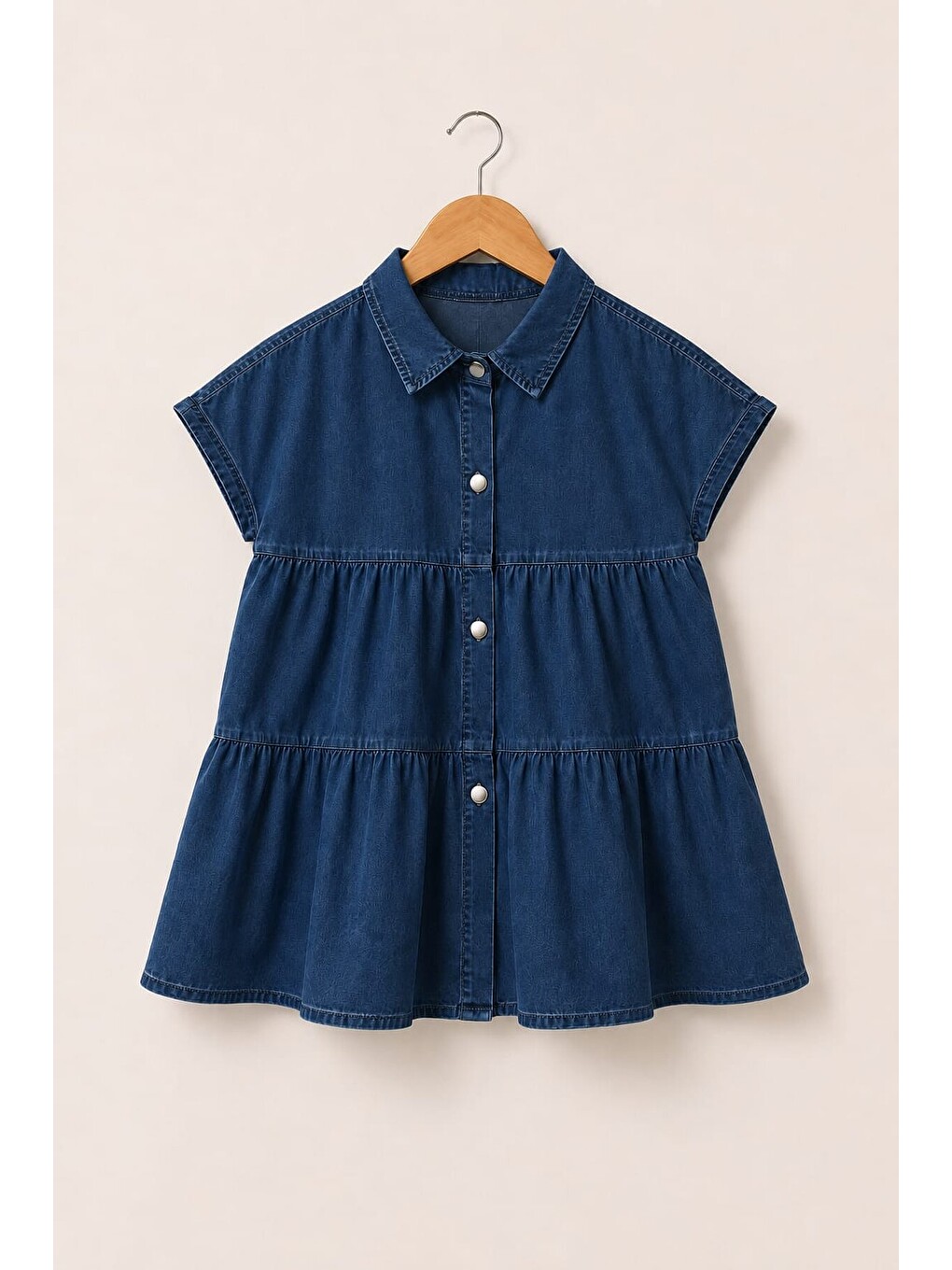 Mavi Mia Düğmeli Denim Kız Çocuk Elbise 12843
