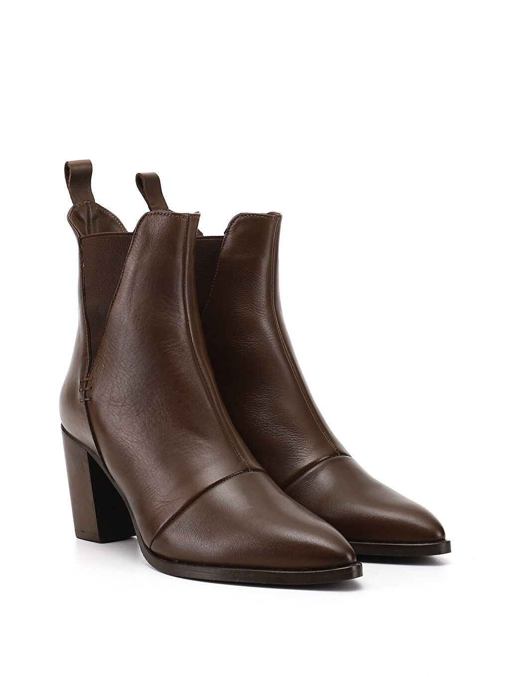 Kahverengi Kadın KAHVERENGİ Topuklu Hakiki Deri Chelsea Bot-2