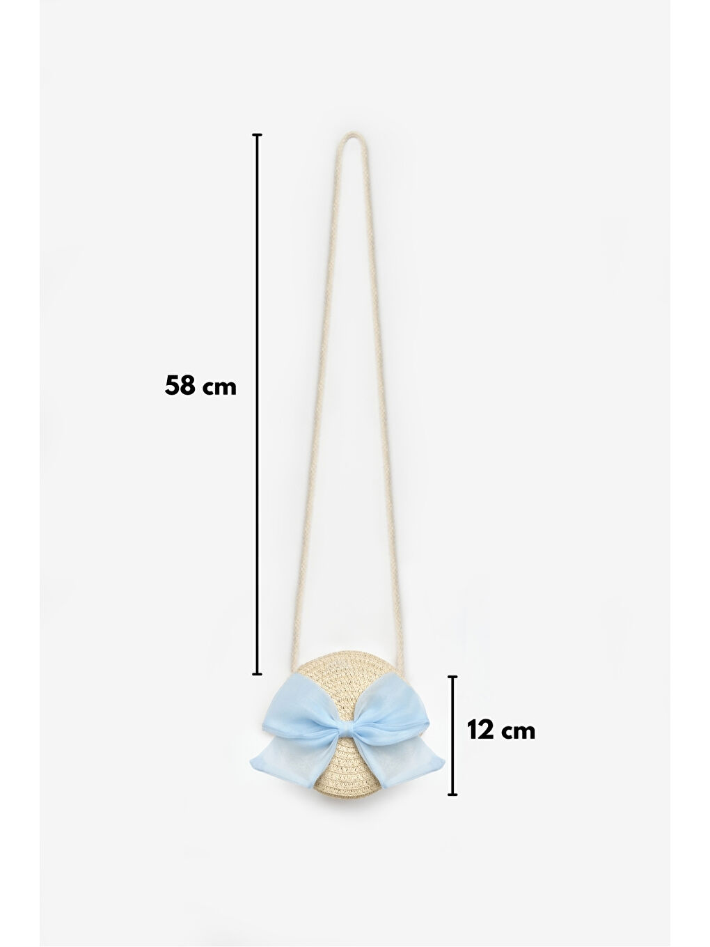 Mavi Fiyonklu Kız Çocuk Bej Hasır Çanta-2