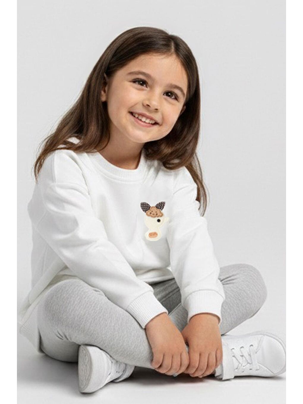 Kız Çocuk Sweatshirt Mutlu Bulut & Sevimli Civciv Aksesuar Detaylı Ekru (2-6 Yaş)-2
