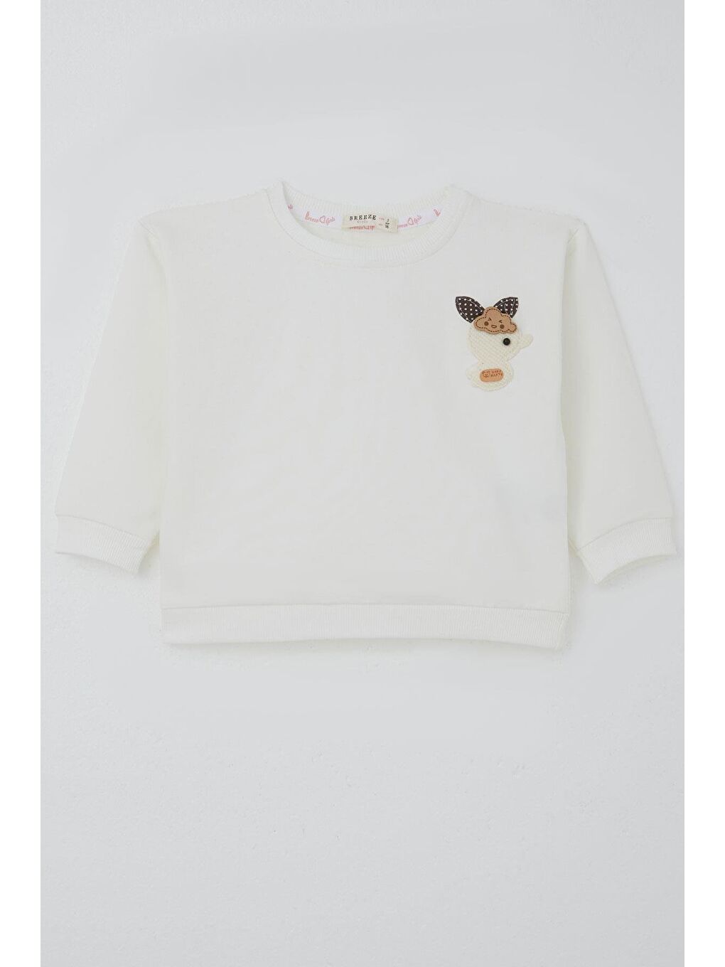 Kız Çocuk Sweatshirt Mutlu Bulut & Sevimli Civciv Aksesuar Detaylı Ekru (2-6 Yaş)-3