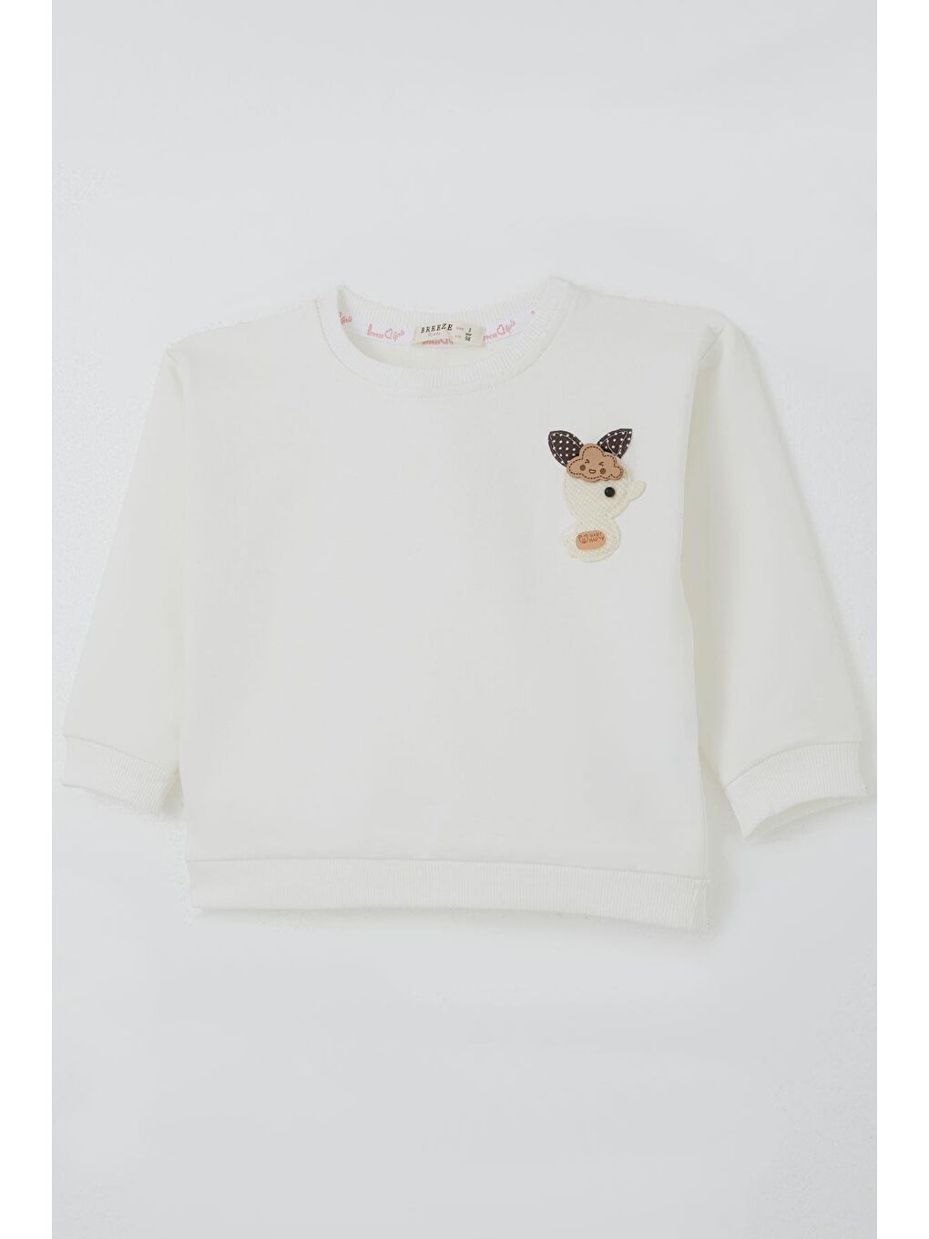 Kız Çocuk Sweatshirt Mutlu Bulut & Sevimli Civciv Aksesuar Detaylı Ekru (2-6 Yaş)-5