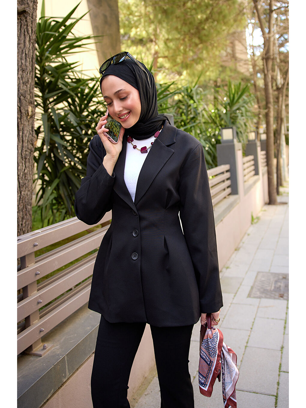 Kadın Önü Pens Detaylı Kruvaze Ceket Siyah