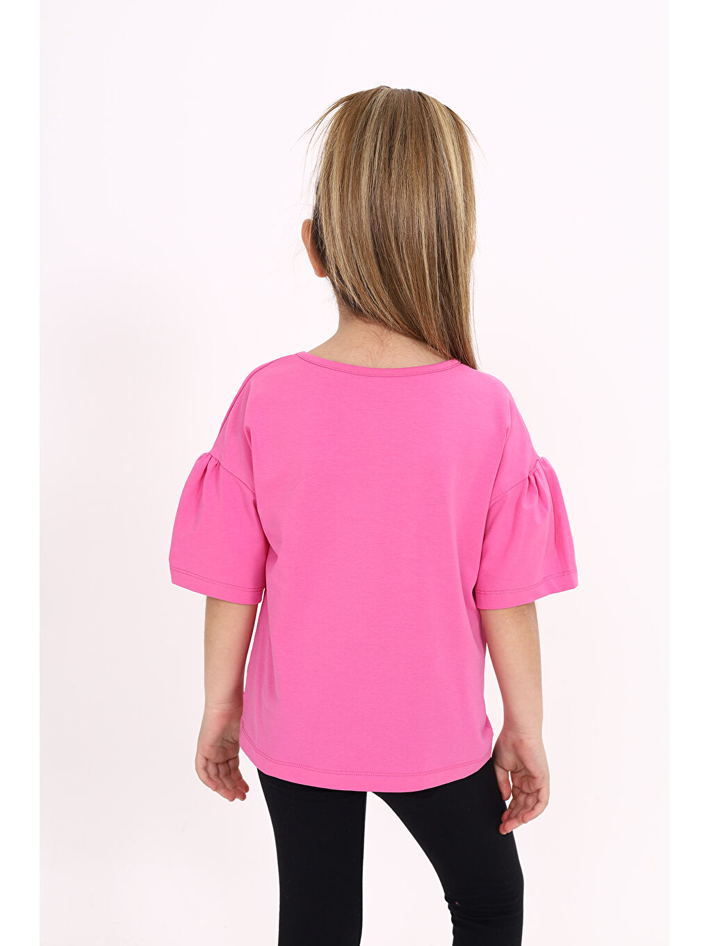 Fuşya Kız Çocuk Baskılı Tişört-2