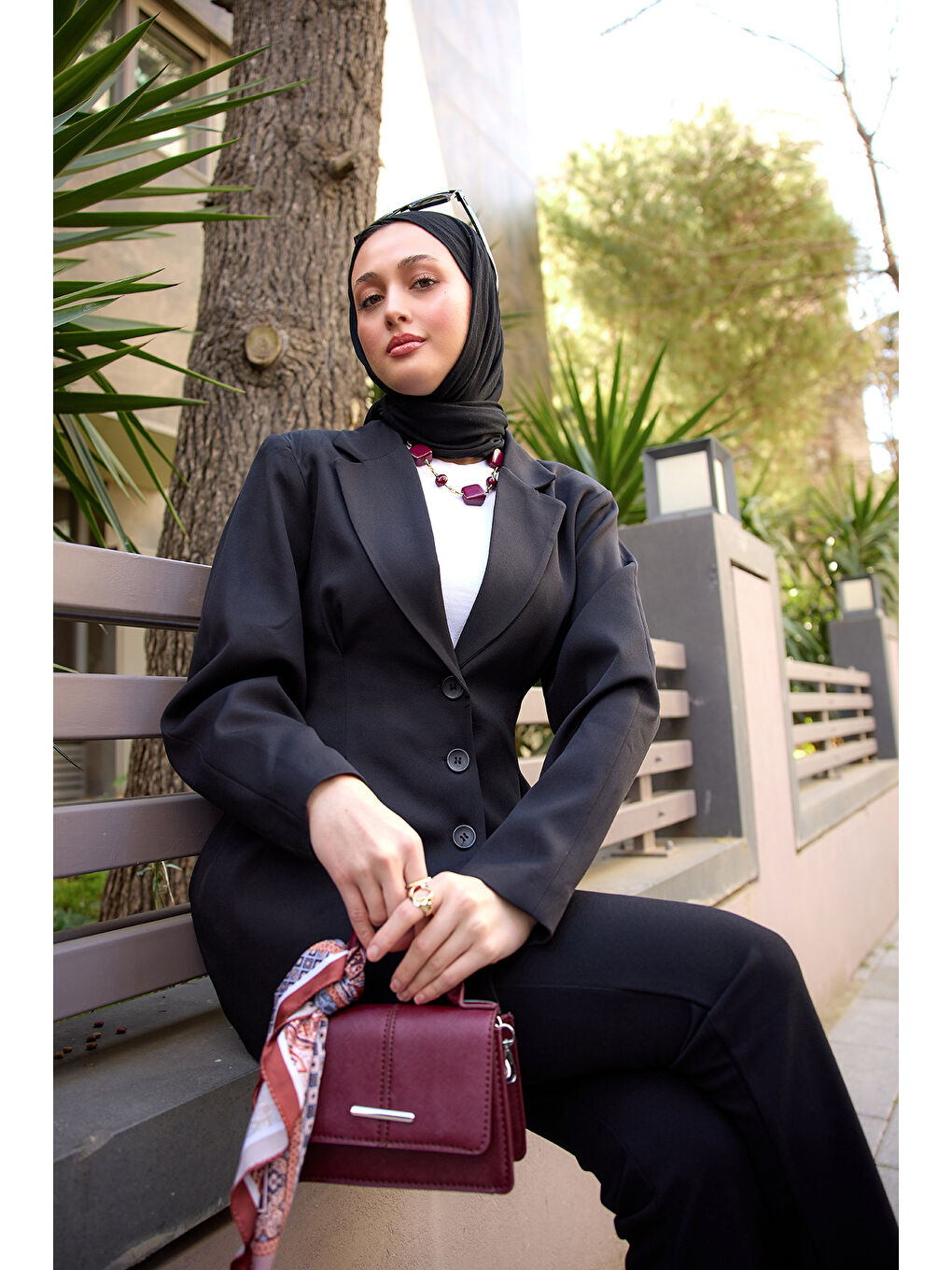 Kadın Önü Pens Detaylı Kruvaze Ceket Siyah-2