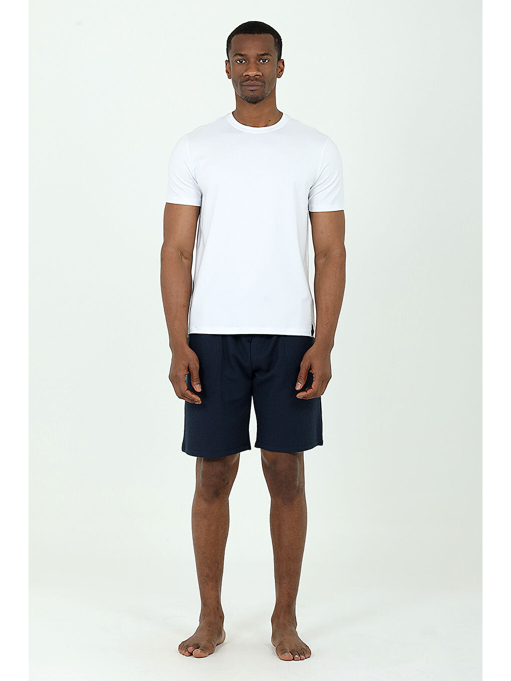 Lacivert Waffle Şort T-shirt Takım LACİVERT