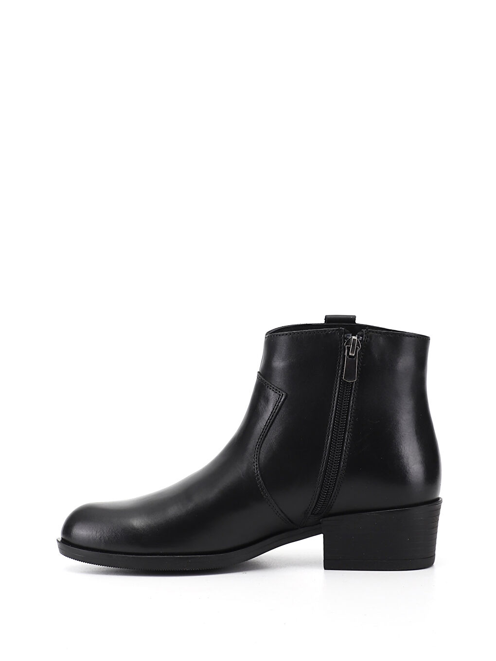 Siyah Kadın SİYAH Fermuarlı Kalın Topuklu Hakiki Deri Bot-3