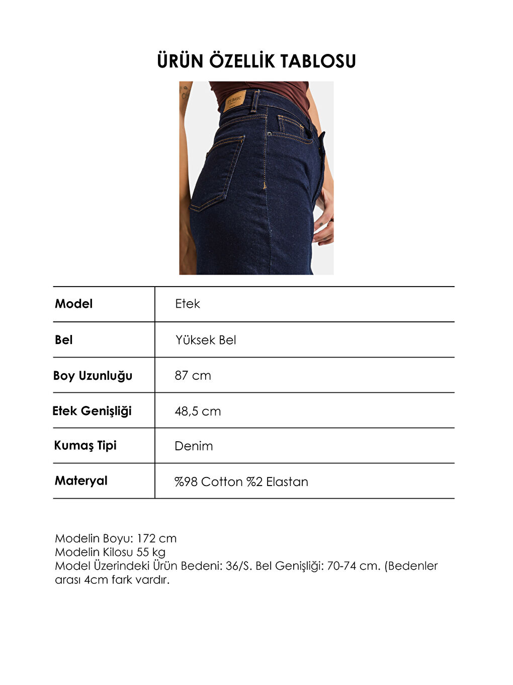 Kadın İndigo Selvedge 7s6-50 Maxi Yandan Yırtmaç Detaylı Tasarım Elastanlı Kumaş Denim Etek-2