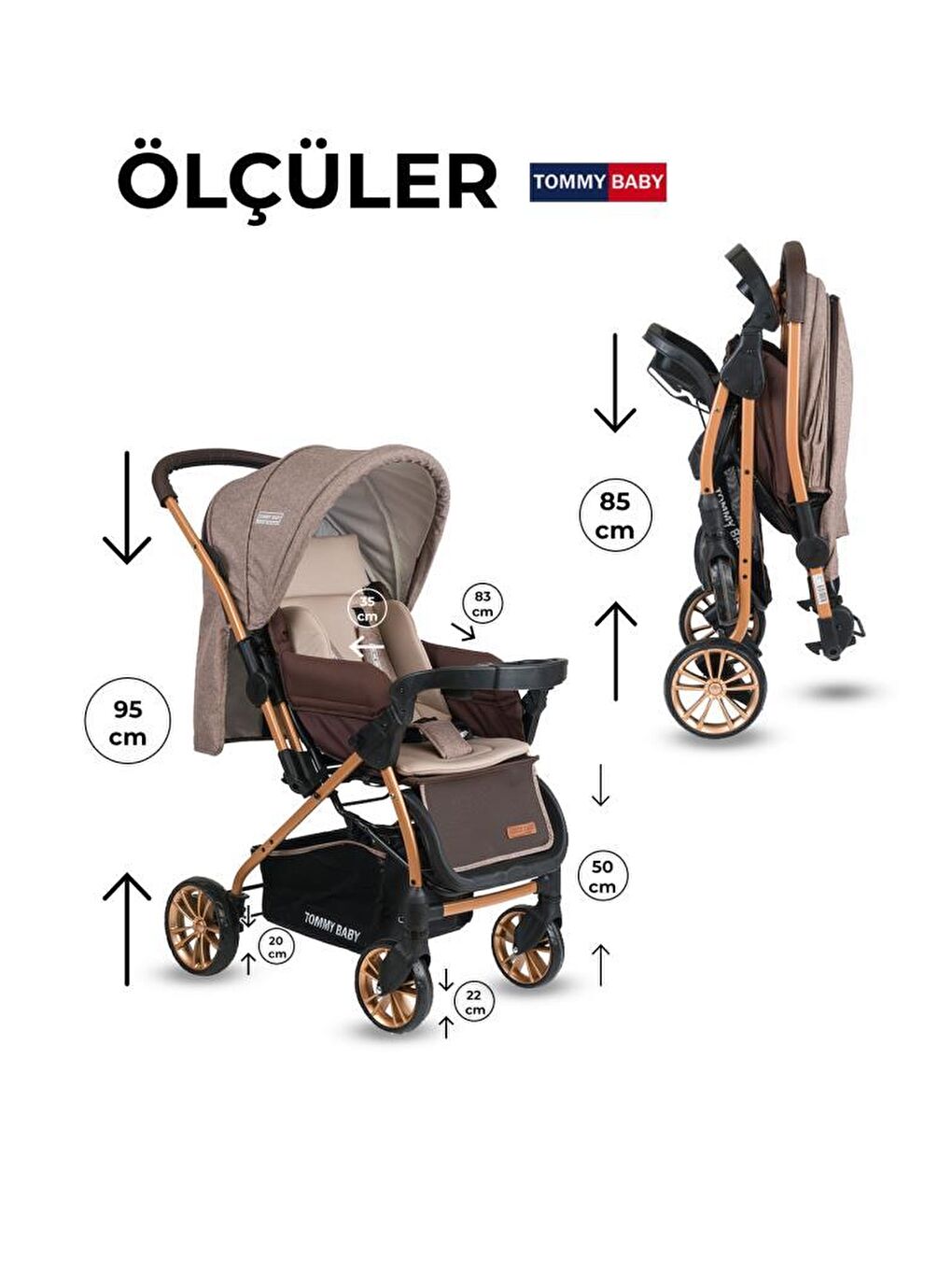 TB-980 Gold Travel Çift Yön (Seyahat) Sistem Bebek Arabası Puset-5