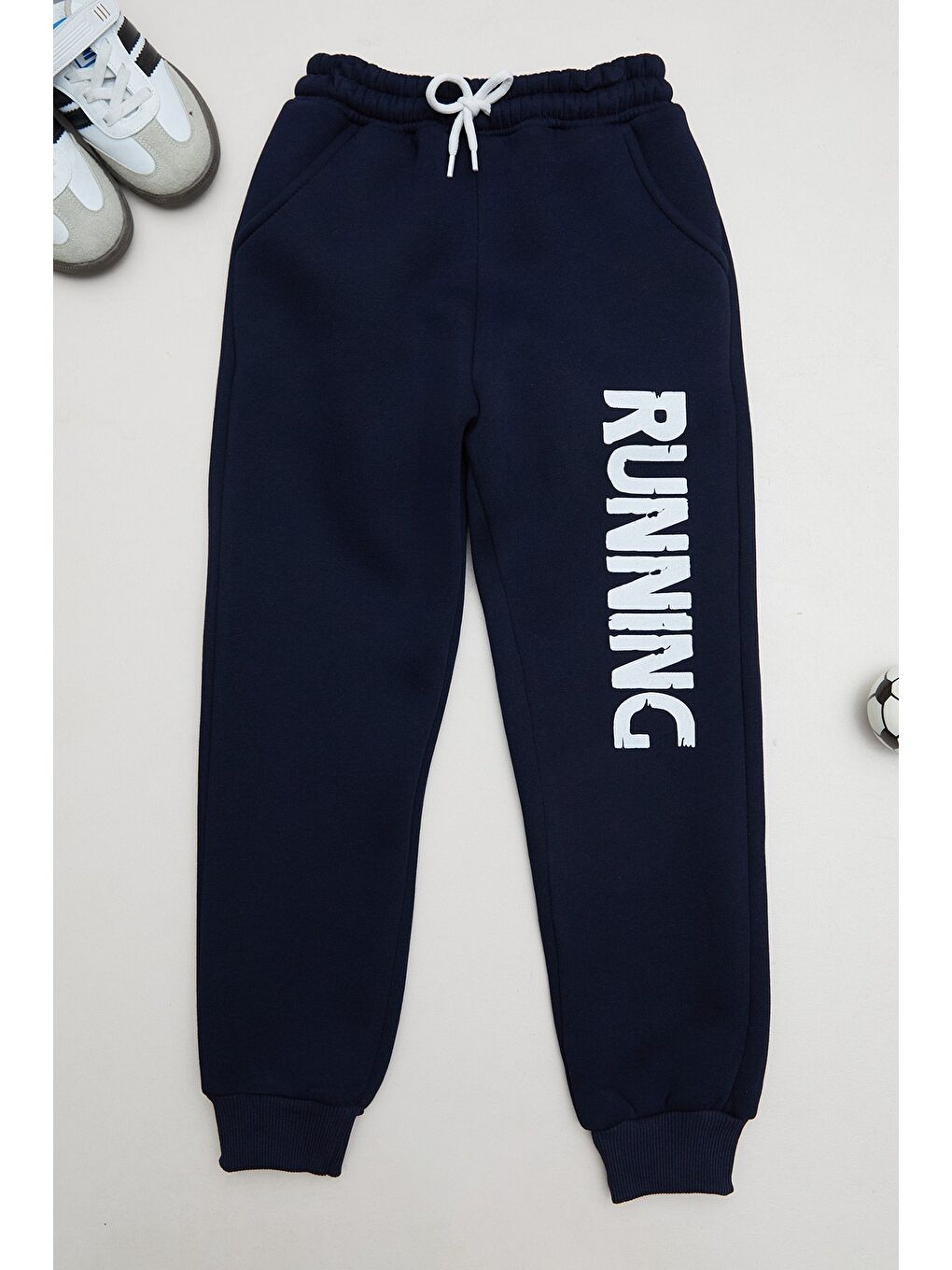 Lacivert 3 İplik Running Baskılı Erkek Çocuk Jogger Eşofman Altı