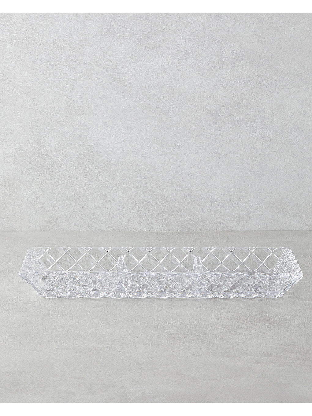 Renksiz Crux Cam Sunumluk 39,5x15x4 Cm Şeffaf