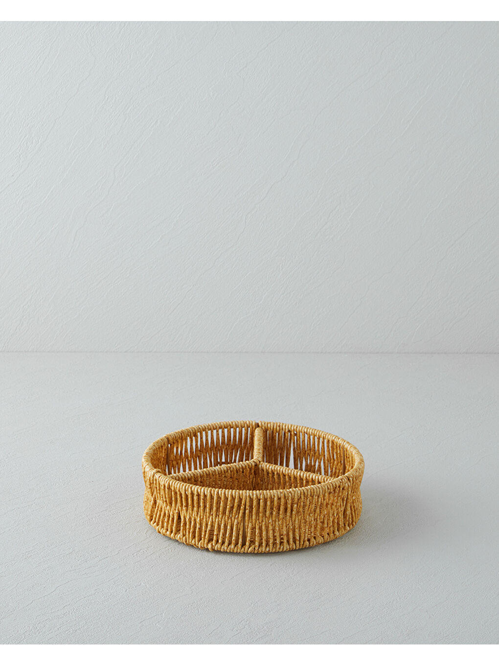 Wicker Plastik Rattan 3 Bölmeli Sunumluk 19x5 cm Açık Kahverengi