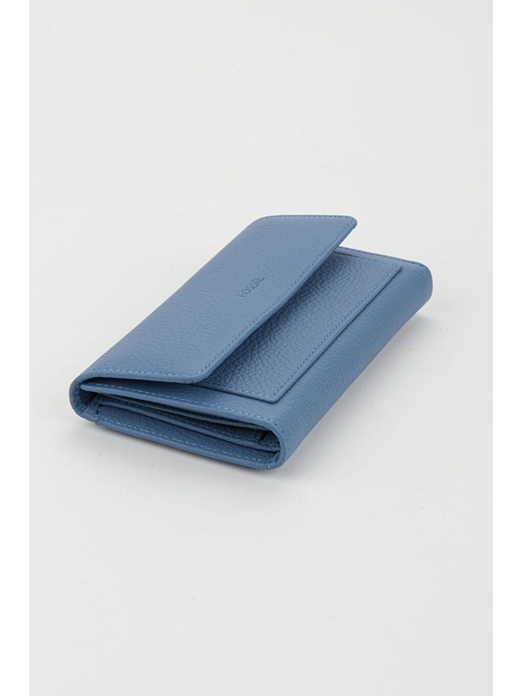 Kutulu Hakiki Deri Mavi Orta Boy Çok Gözlü Kadın El Portföyü Kartlık Cüzdan