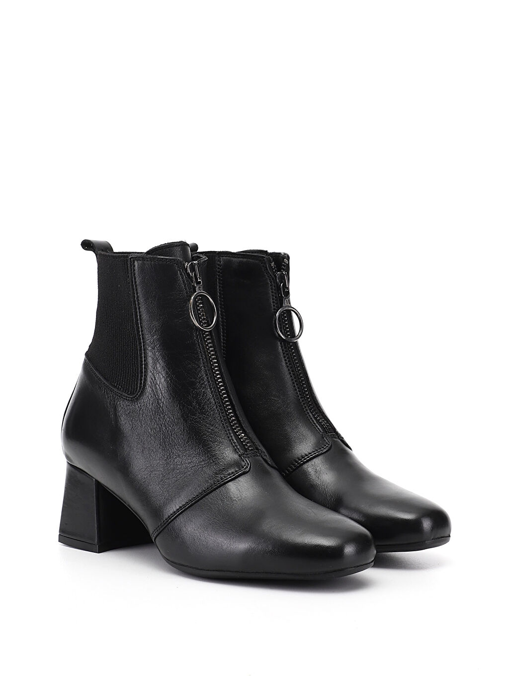 Siyah Kadın SİYAH Fermuarlı Hakiki Deri Chelsea Bot-2