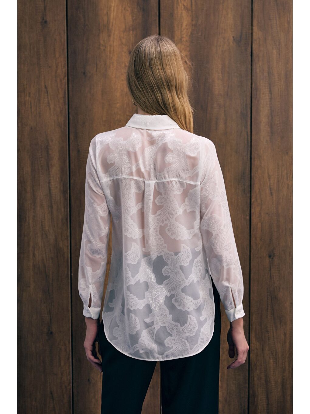 Transparan Gömlek - Ekru-7