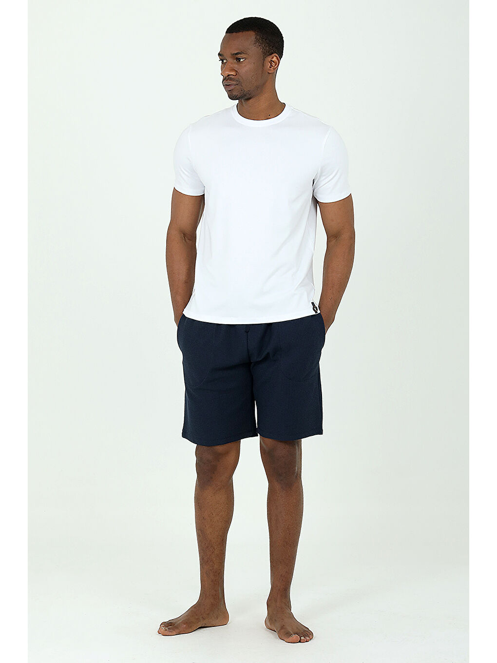 Lacivert Waffle Şort T-shirt Takım LACİVERT-1