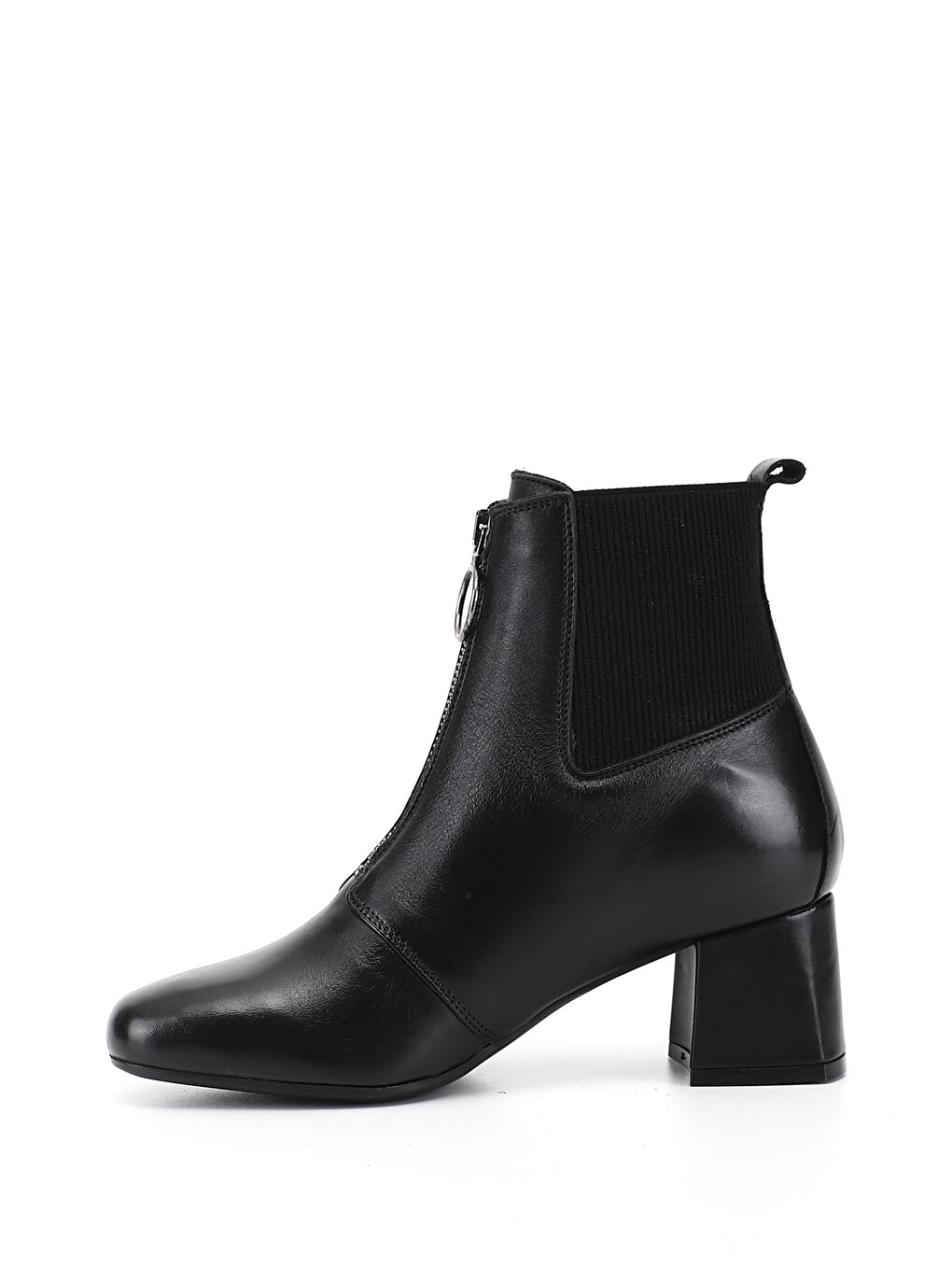 Siyah Kadın SİYAH Fermuarlı Hakiki Deri Chelsea Bot-3