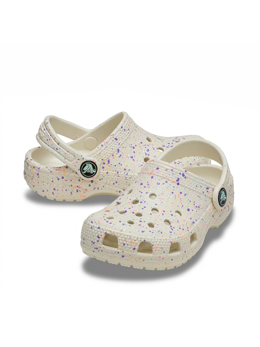 Classic Glow Paint Splatter Clog Çocuk Bej Terlik-1