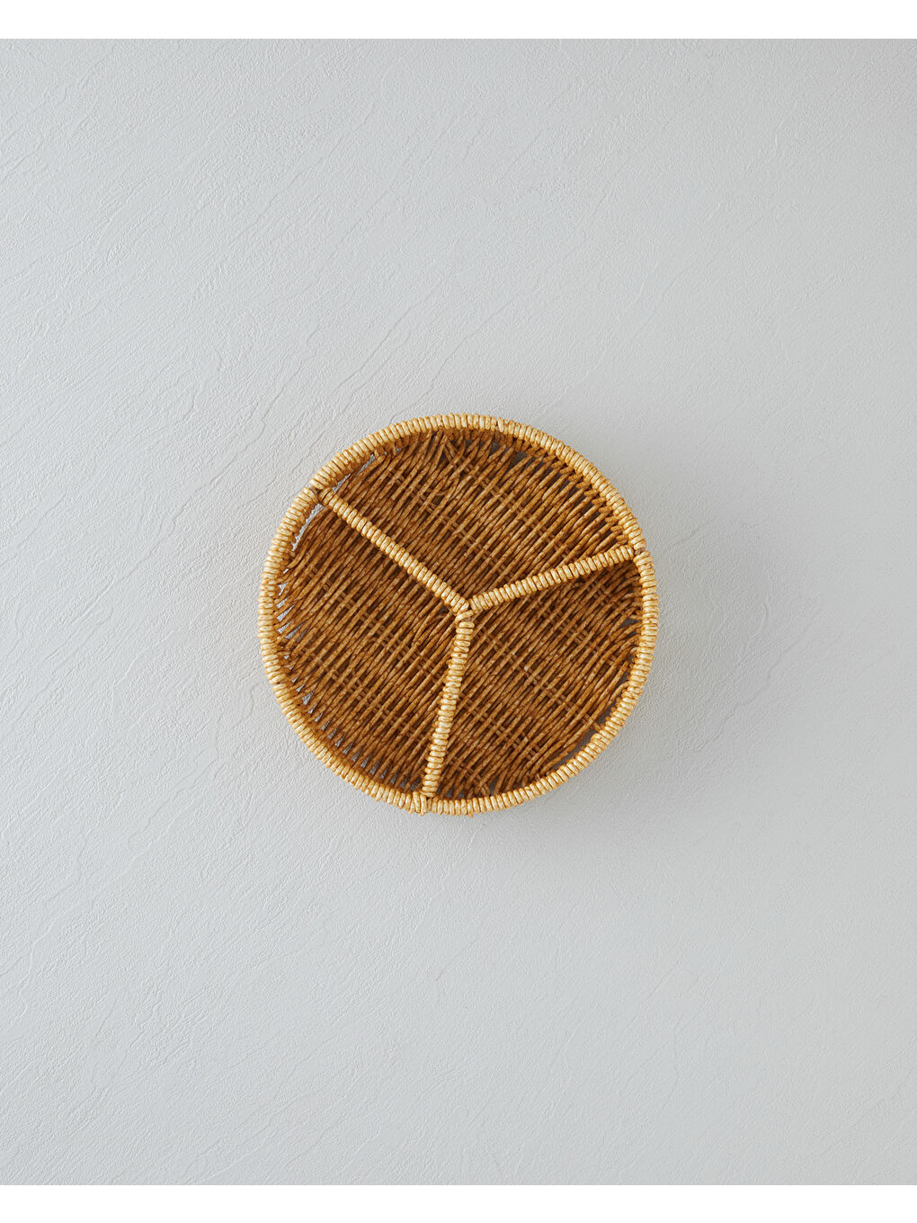 Wicker Plastik Rattan 3 Bölmeli Sunumluk 19x5 cm Açık Kahverengi-1