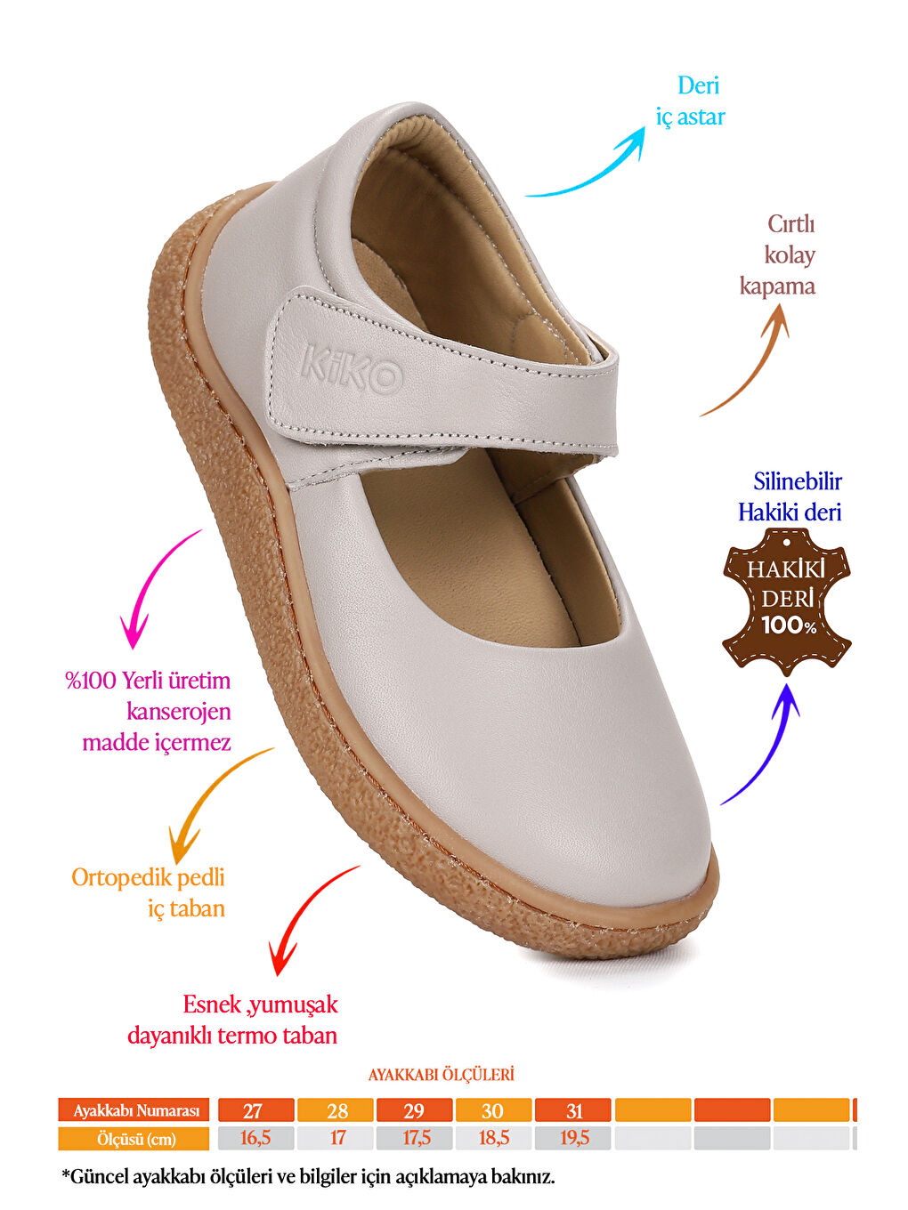 Bej Lida %100 Deri Günlük Kız Çocuk Babet Ayakkabı-1