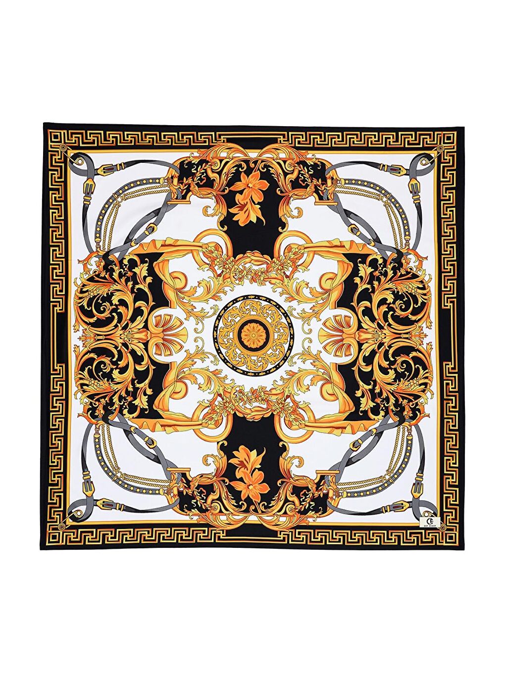 Sarı Desenli Twill İpek Eşarp Ema
