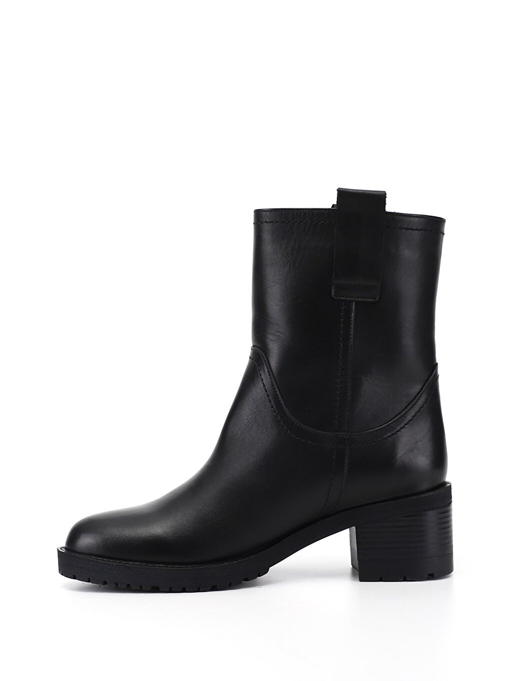 Siyah Kadın SİYAH Kalın Topuklu Hakiki Deri Bot-3
